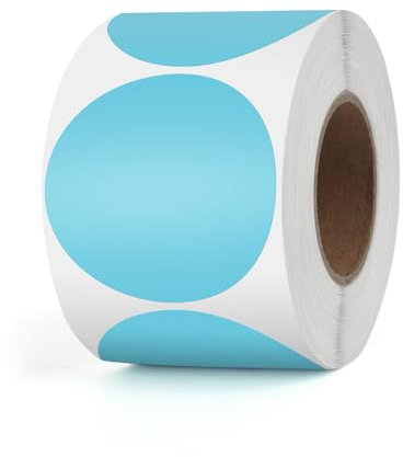 YIKIADA Blau Punkte Thermo-Etikett Vinyl 50 mm Selbstklebend Rolle Adressaufkleber Wasserdicht Drucker Aufkleber für Logo Barcode QR Code Inventar 500 Stück