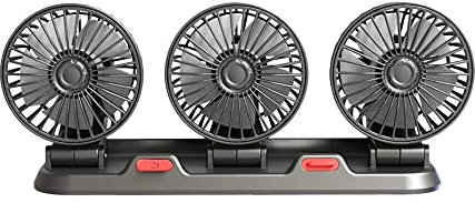 Kacepar Ventilateur d'air portable de refroidissement de voiture, 5 V électrique à trois têtes, ventilateur automatique rotatif à 360 degrés, pour Se/d*an/SUV/RV/bateau/camion/véhicules