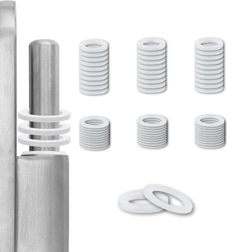 Ronoza 60 anelli per porte da camera, rondelle, cerniera per porta, in plastica, 10 x 15 mm (spessore 1 mm, 30 pezzi + spessore 2 mm, 30 pezzi), anelli di montaggio senza tracce di abrasione (bianco)