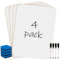 4 Pack Small A4 White Board Dry Erase Boards, 23 x 30 cm Double Sided Mini Portable WhiteBoards Lapboards for Students Teachers School Classroom Supplies Including 4 Markers and 4 Erasers