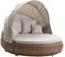 Dehner Gartenmöbel Daybed Tulum, Sunlounger mit Faltdach und Polstern, 220 x 179 x 163 cm, Aluminium/Kunststoff/Polyester, braun/weiß