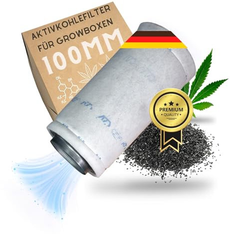 TronicXL Filtro ai carboni attivi di alta qualità, 100 mm, per Growbox, tenda, armadio, scarico, odori e neutralizzare i filtri, accessori per coltivatori AKF, filtro al carbonio per ventilatore a