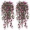Dremisland 4 Pezzi Piante Finte Cadenti da Esterno Edera Finta con Rosa Fiori Piante Artificiali da Interno Resistenti ai Raggi UV Pianta Finta Foglie Finte per Balcone Stanza Patio Ufficio Tavolo