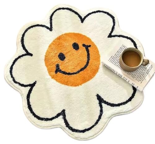 SSDH Cartoon-Badematte Super Saugfähiger Teppich Aus Kaschmirimitat rutschfeste Badematte Blume Schlafzimmerteppich (S, Blume)