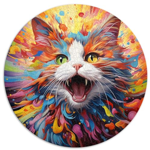 1000 Piece Cardboard Jigsaw Puzzle Ragdoll Cat Round Puzzle for Adults for Adults and Kids Educational Cardboard Game Size: 67.5 x 67.5 cm
