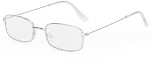 EnteLE Randlose Sonnenbrille, rechteckig, modisch, für Damen und Herren, kleine quadratische Sonnenbrille mit UV400-Schutz für Damen und Herren auf Reisen, Silber transparent