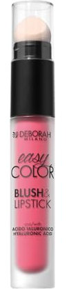 Deborah Milano - Blush & Lipstick Easy Color, 03 Rebel Pink, con Acido Ialuronico e Olio di Mandorle Dolci, Colore Intenso e Long Lasting su Guance e Labbra, 30ml