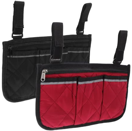 PLAFOPE Armlehnentasche Für Seitentasche Mit Getränkehalter Organizer Für Zubehör Passend Für Bürostuhl Und Gehhilfe in Schwarz Oder Burgunderrot