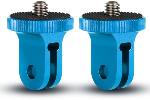 HSU Adattatore in Alluminio da 1/4-20 per il Supporto della Videocamera Compatibile con i Supporti Go Pro, Insta 360 o altre Videocamere d'Azione (2 Pack, Blu)