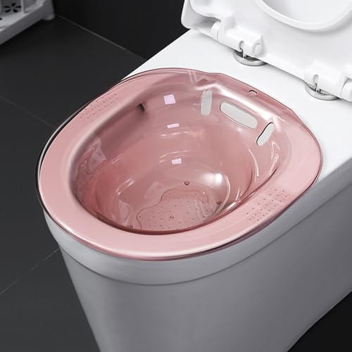 cadciehe Postpartale Sitzbadewanne mit Aufhängelöchern zur Wandaufbewahrung, breiterer Sitz und tiefere Schüssel, passend für die meisten Toiletten, Überlaufloch zur Linderung von Hämorrhoiden,