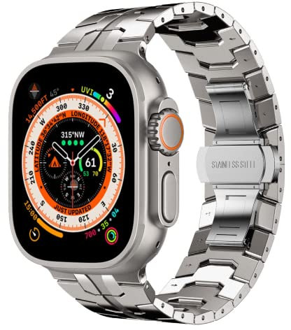 Fullife Cinturino di ricambio compatibile con Apple Watch 49 mm, 46 mm, 45 mm, 44 mm, 42 mm (serie 3 2 1), grado 2, in titanio e titanio per iWatch Ultra 2/Ultra Series 10, 9, 8, 7, 6, SE 5, 4, 3, 2,