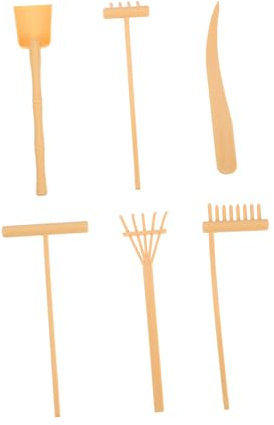 TOBBOMEY Ensemble De Mini Râteaux à Sable Zen en Plastique Jaune 6 Pièces pour Loisirs Créatifs Adultes Et Garçon Et Filles Table De Sable Décoration Zen