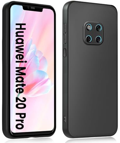 HuwaiH Handyhülle für Huawei Mate 20 Pro Hülle, Upgraded Kameraschut, Anti-Rutsch Stoßfest Haltbarkeit Schutzhülle, Unterstützt kabelloses Laden Weich TPU Case, Passgenau für Mate 20 Pro, Schwarz