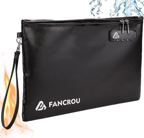 Feuerfeste Dokumententasche, Geldbeutel, 3537.8 °C, feuerfeste Geldtasche mit Reißverschluss für Bargeld, feuersichere Geldtasche, Bankiertasche, geruchsdichte Tasche, Geldtasche mit Schloss, 36,8 x