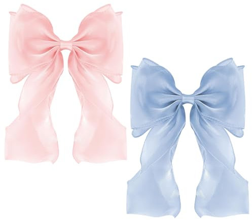 2 Pinzas para el Pelo con Lazo,Pasadores Grandes Satén Sedoso,Bonitos Accesorios Pelo Cabello Grueso y Fino,Soporte para Cola de Caballo Larga Bowknot de Gran Tamaño para Adolescentes mujeres niñas