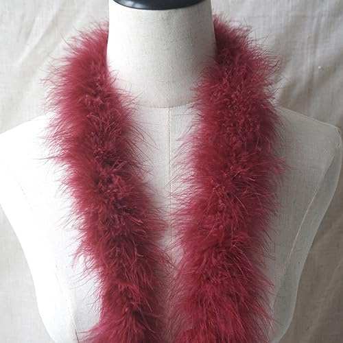 Blausky Federboa Damen,2m Flauschige Feder Boas,Feder Schal Federstola Feder-Boa aus Truthahnfedern Federschal Karneval Kostüm für 20er Jahre Charleston Mottoparty Weihnachten,Weinrot