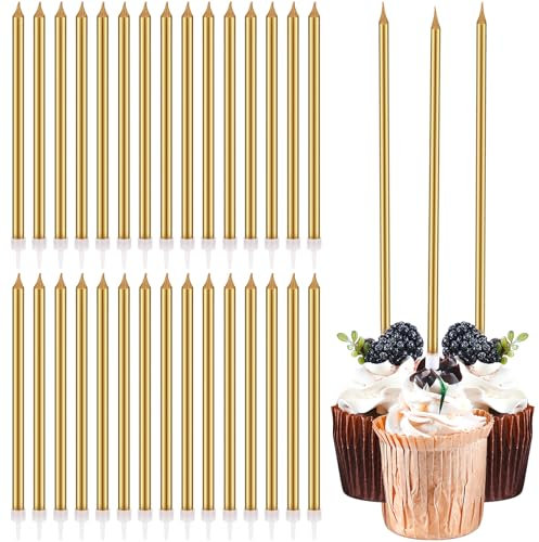 Conelist Lange Geburtstagskerzen für Kuchen, ausgefallene dünne Cupcake-Kerzen für Geburtstagskuchen, Hochzeiten, Partys, 22,2 cm hoch, geruchlos, 60 Stück