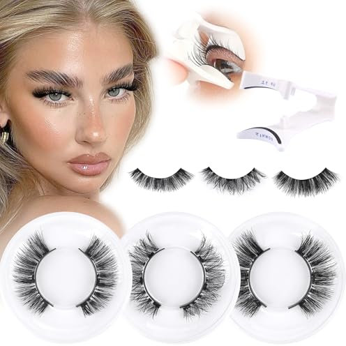 wiwoseo Magnetic Eyelashes Reusable Dual Magnetic Lashes without Eyeliner 3 Pairs Natural Look Magnetic Eyelashes with Applicator No Glue Magnetic Lashes with Applicator