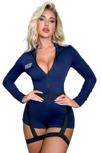 JasmyGirls Halloween Cop Costume for Women Anime Police Bodysuit Cosplay Outfits for Adult