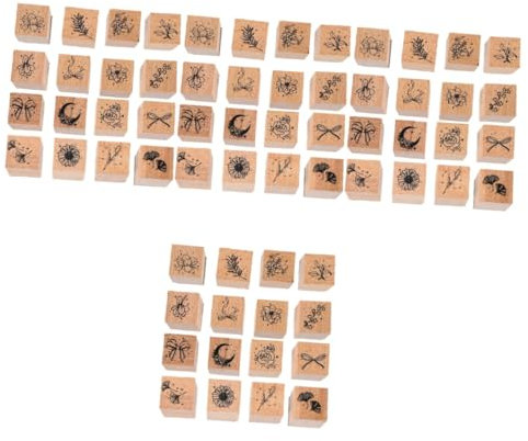 Angoily 4 Sätze Kinderstempel Briefmarken Journal -briefmarken Basteln Gruß Buchstempel Blumenstempel Hoch Personalisiert Sammelalbum Dekorativ Name Hölzern Schokolade 16 Stück * 4