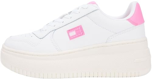 Tommy Jeans Damen Court Sneaker Basket Flatform zum Schnüren, Rosa (Ecru/Synthetic Blush), 40