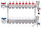 8 Heizkreise | Heizkreisverteiler inkl. 1 Kugelhähne | mit Thermometer | Fußbodenheizung mit Manueller Entlüfter, Flussmesser Durchflussmesser | Anschlüsse für Eurokonus 3/4 | 30x1,5 mm | HKV Verteil