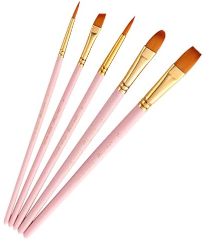 Anneome 5pcs Professional Multi Head Nylon Paintbrush Set for Watercolor Oil and Painting Painting Accessories for Students and Artists Pink