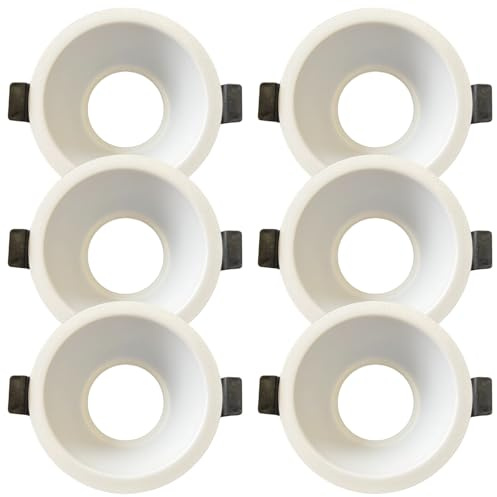 A2ZWORLD 6 Stück Einbaustrahler weiß Ø96 mm, Bohrung 75 mm, Tiefe 60 mm, Retro-Effekt, anti-glare, kompatibel mit LED-Lampen GU10/MR16 – runder Ring aus Aluminium