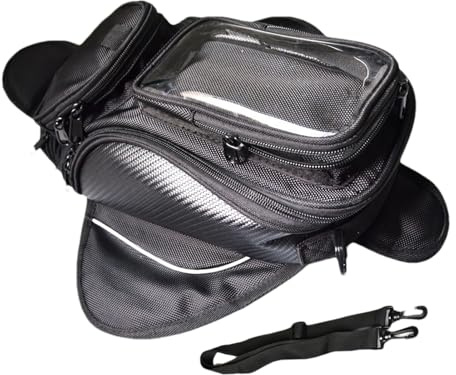 Gazocua Bolsa de tanque para moto, impermeable, mochila Oxford negra para moto, con bolsillo para teléfono móvil, imán fuerte, para moto, bicicleta eléctrica, ciclismo, viajes