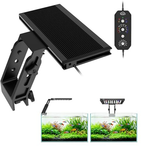 QZQ Fish Tank Light – Aquarium Light 24/7 Mode LED Aquarium Lights for Fish Tank with Adjustable Timer/Brightness, Aquarium Plant Light (12W for 7–12 Inch Tank)