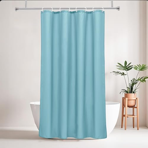 UUZEAI Duschvorhang Blau 160 x 220 cm(H x B) extra lang, wasserabweisend schnelltrocknend, einfarbig, mit Haken, maschinenwaschbar