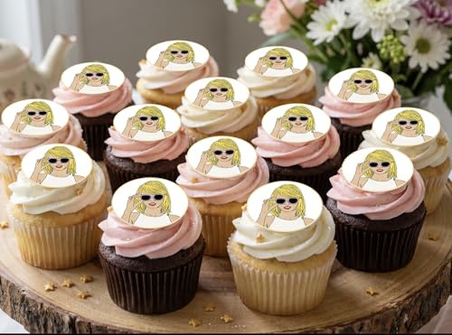 PRE CUT Edible Music Taylor Cupcake Drink Toppers Wafer Paper Fondant Icing Singer Party