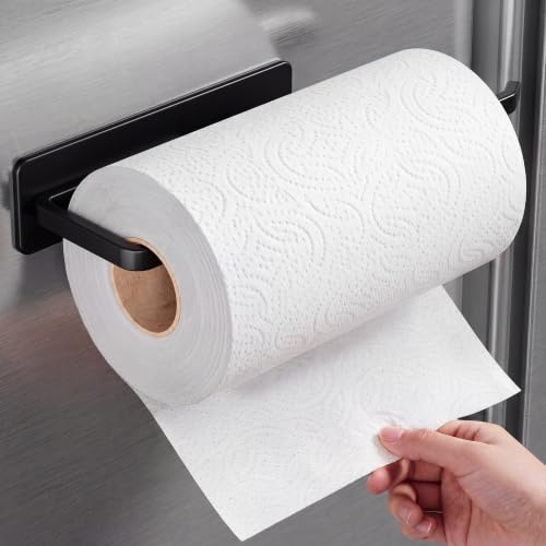 Porte-Rouleau de Cuisine magnétique Robuste pour Rouleaux Jumbo, Noir, pour réfrigérateurs, Machines à Laver, caravanes et Chariots de Barbecue