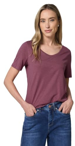 Street One Basic T-Shirt mit V-Neck Dark Clouded Blush 46