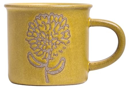 zhangrui1888 Coffee Mug Medium-Sized Stoneware Coffee Mug with Vintage Chrysanthemum Pattern and Hand-Painted Mugs