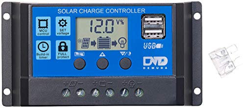 revolt Laderegler 12V: Solar-Laderegler für 12/24-V-Akkus, PWM-Lademodus, 2 USB-Ports, 20 A (Solarregler 12V, Bleiakku, iPhone Ladekabel)