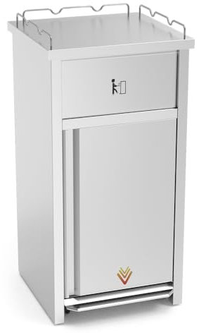 Poubelle Snack INOX à pédale Fast Food 150 litres. conteneur de Restauration Rapide. 625x600x1255 mm