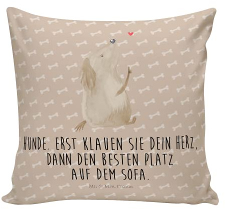 Mr. & Mrs. Panda Dekokissen Hund Liebe - Geschenk, Tierliebhaber, Kissenbezug 40x40, Sofakissen, Hundebesitzer, Hundemotiv, Motivkissen, Hunde,
