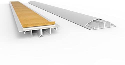 Passe-câbles semi-circulaire autocollant 9 x 2 x 120 cm (l x H x L) - Blanc - Jusqu'à 12 câbles - Pont de câbles en PVC - Protection contre les trébuchements