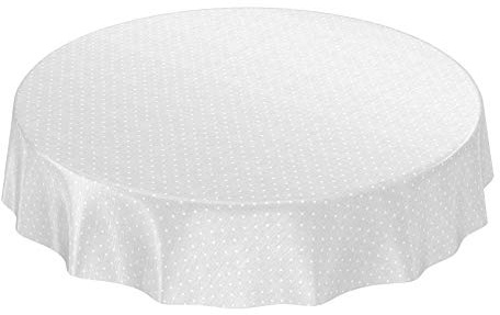 ANRO Wachstuchtischdecke Wachstuch Wachstischdecke Tischdecke Punkte Dots Gepunktet Uni Einfarbig Grau Rund 140cm abwaschbar wasserabweisend Gartentischdecke Meterware pflegeleicht Lotuseffekt