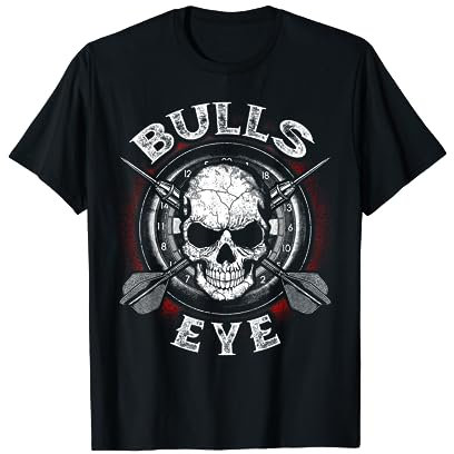 Darts T-Shirt - Dart 180 Bullseye Totenkopf Geschenk T-Shirt