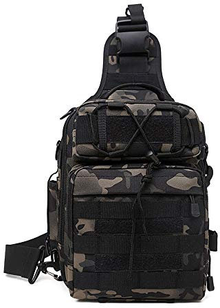 HUNTVP Mochila Militar Mochila Bandolera Hombre Tactica Sling Bag Cruzada Hombre Bolso de Pecho Bolsa para Pescar Caza Correr Senderismo Ciclismo, camuflaje
