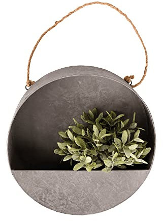 Esschert Design - Macetero de pared redondo (35 x 10,6 cm, cinc)