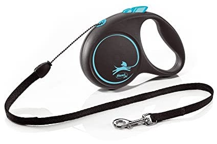 flexi® Black Design S Seil 5 m schwarz/blau, Roll-Leine für Hunde bis 12 kg