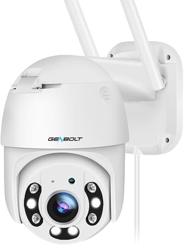 GENBOLT 2.5K WiFi Security Camera Outdoor With PoE, 2.4/5GHz Dual WiFi CCTV Camera with Auto Tracking, Human/Vehicle Detection Pan Tilt Home Surveillance IP Camera with Siren Alarm