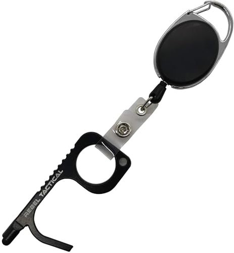 No Touch Keychain Tool - Touchless Door Opener - No Touch Door Opener Tool Button Pusher Stylus EDC tool for Touchscreens, Handles, Elevators, Keypads, ATM, Hands-Free Clean (Black)