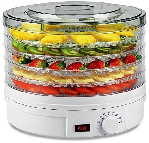 Electric Food Dehydrator Machine for Jerky 350w with 5 Removable Trays, 35-70° Temperature Adjustable for Healthy & Natural Snacks
