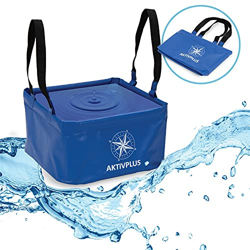 AktivPlus® Robuster Falteimer mit 16L oder 21L Kapazität (Blau) | Verstärkte Ecken als faltbarer Eimer, beim Camping, Angeln | Einsetzbar als Wasch-Schüssel & Spül-Schüssel Faltschüssel