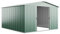BillyOh 10x12 Green Metal Garden Storage Shed with Foundation Kit – Apex Roof Outside Storage Building, Hot-Dipped Galvanized Steel, Lockable Sliding Doors, Air Vents, Windowless Design Garden Shed