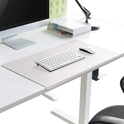 Schreibunterlage,Schreibtischunterlage mit Kantenschutz aus Weichem Kunstleder,Groß PU-Leder Mousepad für Büro/Zuhause,Büro Wasserdichte Rutschfeste Schreibenmatte,Weiß,80X40cm